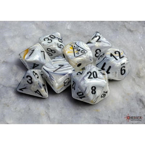 Chessex Dice Chessex D7-Die Set Marble Polyhedral Calcite/black 7-Die Set (with bonus die)