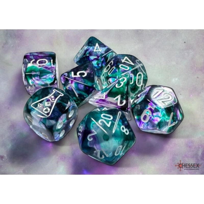 Chessex D7-Die Set Nebula Polyhedral Fluorite/white 7-Die Set (with bonus die)