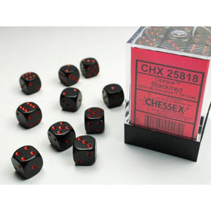 Chessex Dice Dice - Chessex 12mm 36 D6 Opaque Black/Red