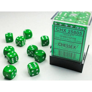 Chessex Dice Dice - Chessex 12mm 36 D6 Opaque Green/White