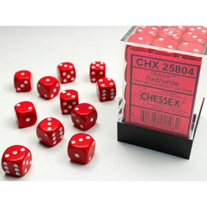 Chessex Dice Dice - Chessex 12mm 36 D6 Opaque Red/White