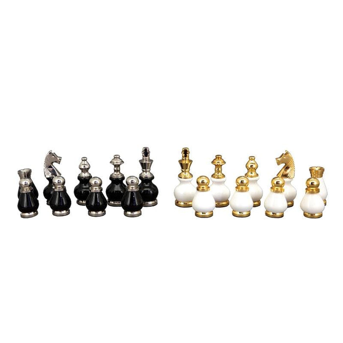 Chess Men - Black & White w/ Gold & Silver Ends 90mm (Dal Rossi)