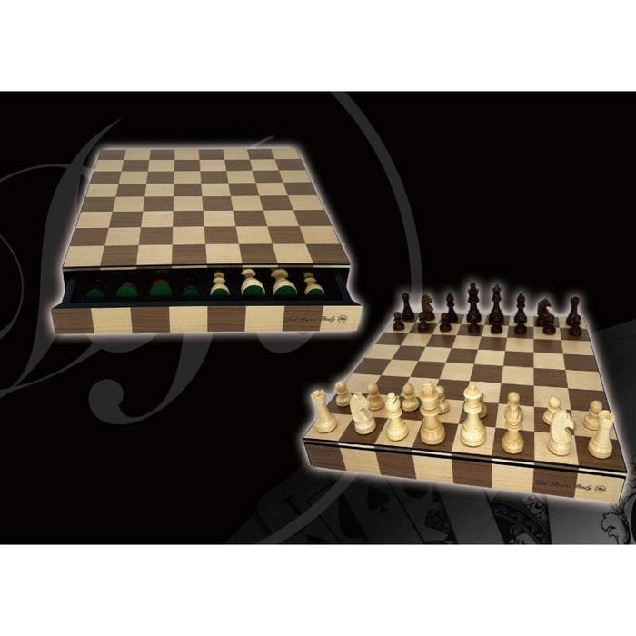 Chess Set - Box with Drawer & Chess Men Wooden - 14inch (Dal Rossi)