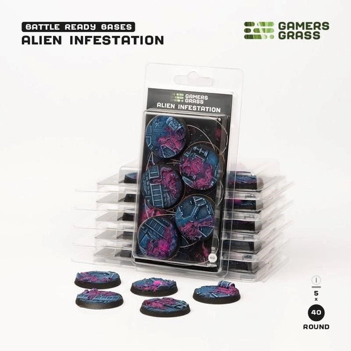 Gamers Grass - Battle Ready Bases - Alien Infestation (Round 40mm (x5))