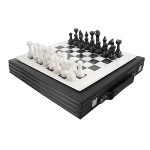 Marble Wholesale Classic Games Chess Set - Marble 38cm - White & Black with Storage Box