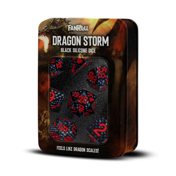 Dice - Dragon Storm Silicone Polyhedrals - Black Dragon Scales (MDG)