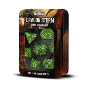Metallic Dice Games Dice Dice - Dragon Storm Silicone Polyhedrals - Green Dragon Scales (MDG) (26/01/2024 Release)