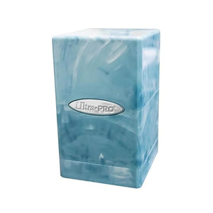 Ultra Pro Trading Card Games Deck Box - Ultra Pro Satin Tower - Marble Light Blue/White (July 2024 Release)