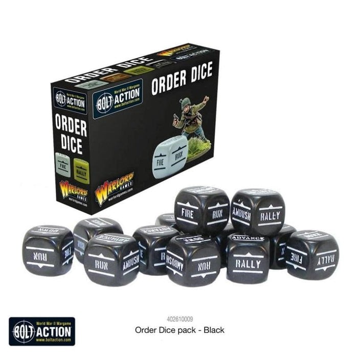 Bolt Action - Order Dice - Black (12)