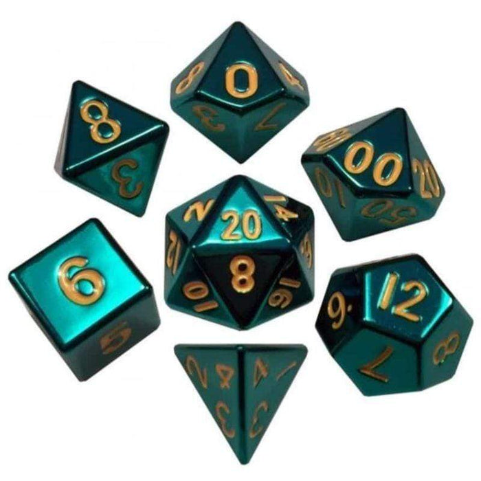 Dice - Metal Polyhedrals - 16mm Turquoise Painted (MDG)