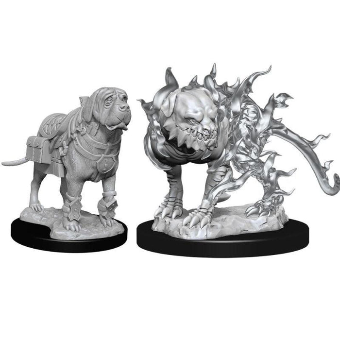 Wizkids Unpainted Miniatures - Nolzur's - Mastiff And Shadow Mastiff